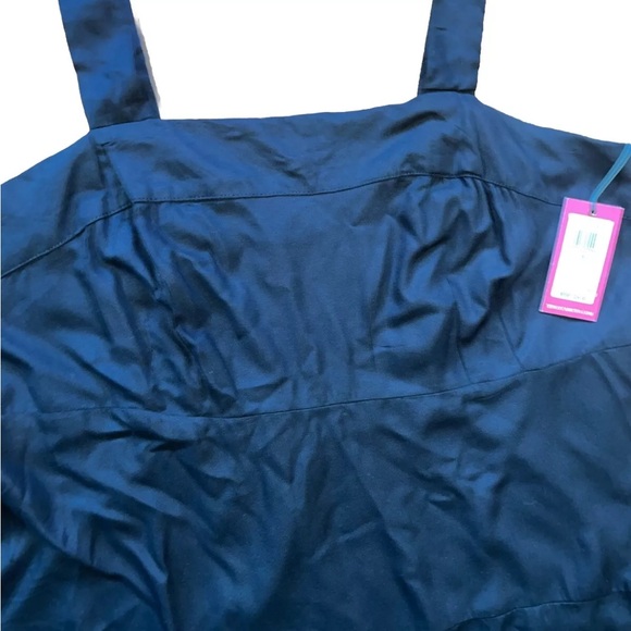 Vince Camuto Smocked Back Challis Tiered Maxi Dress - Black  Plus Size 1X New - Picture 6 of 15